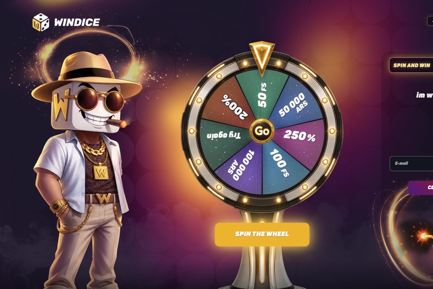 WinDice — лендинг с колесом фортуны
